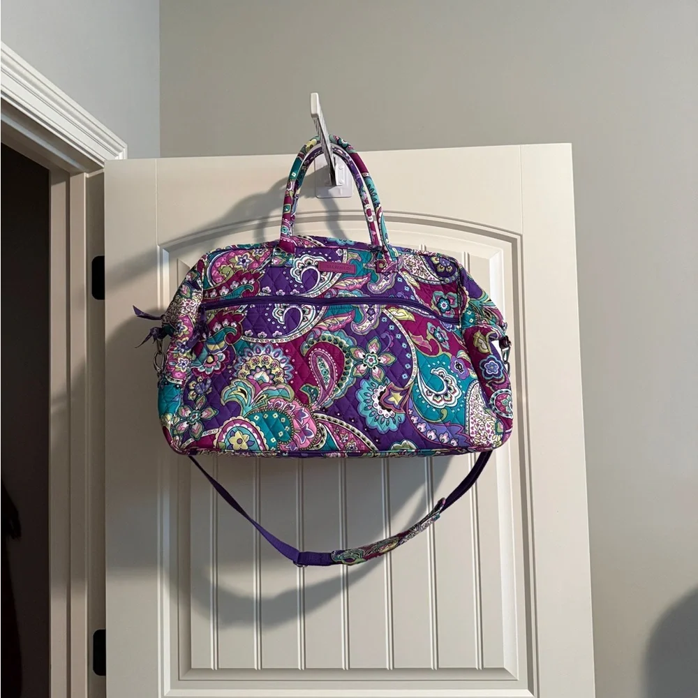 Vera Bradley Quilted Purple Paisley duffel -Heather pattern - Picture 1 of 6
